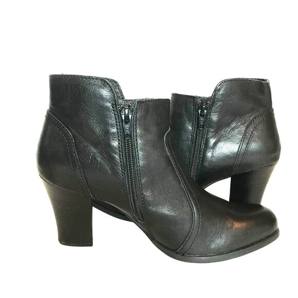 Born Kerri Ankle Boots High Heels Black Leather Side Zip  Womens 8.5M - Picture 3 of 10